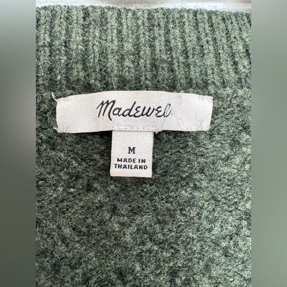 Madewell Cable Knit V-Neck Sweater Vest M Dark Forest Green - Picture 7 of 15